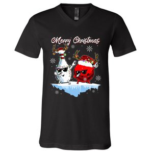 Bowling Merry Christmas Funny Gift For Bowler V-Neck T-Shirt