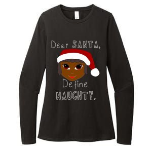 Black Mrs Claus Santa Define Naughty Black Family Christmas Meaningful Gift Womens CVC Long Sleeve Shirt