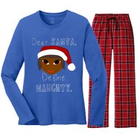 Black Mrs Claus Santa Define Naughty Black Family Christmas Meaningful Gift Women's Long Sleeve Flannel Pajama Set 