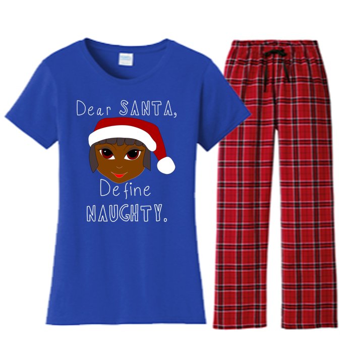 Black Mrs Claus Santa Define Naughty Black Family Christmas Meaningful Gift Women's Flannel Pajama Set