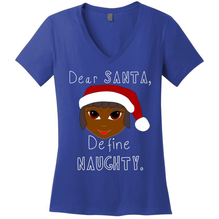 Black Mrs Claus Santa Define Naughty Black Family Christmas Meaningful Gift Women's V-Neck T-Shirt