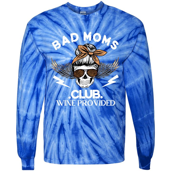 Bad Moms Club Great Gift Skull Leopard Sunglasses Momlife Gift Meaningful Gift Tie-Dye Long Sleeve Shirt