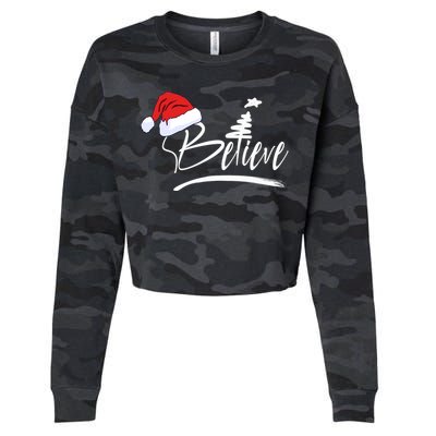 Believe | Merry Christmas Cropped Pullover Crew