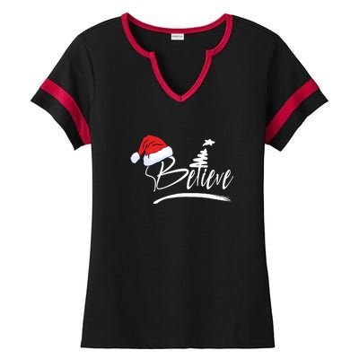 Believe | Merry Christmas Ladies Halftime Notch Neck Tee