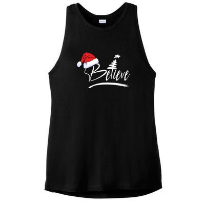 Believe | Merry Christmas Ladies PosiCharge Tri-Blend Wicking Tank