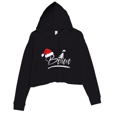 Believe | Merry Christmas Crop Fleece Hoodie