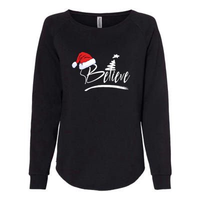 Believe | Merry Christmas Womens California Wash Sweatshirt