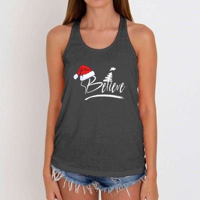 Believe | Merry Christmas Women's Knotted Racerback Tank