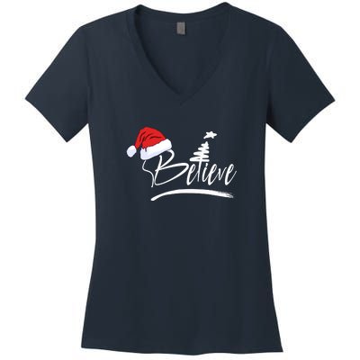 Believe | Merry Christmas Women's V-Neck T-Shirt