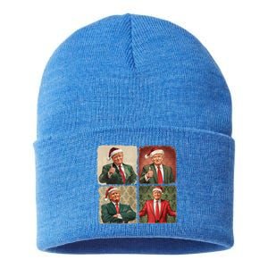 Boho Merry Christmas Trump Happy Holidays 2024 Trump Sustainable Knit Beanie