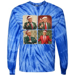 Boho Merry Christmas Trump Happy Holidays 2024 Trump Tie-Dye Long Sleeve Shirt