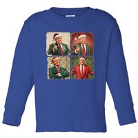 Boho Merry Christmas Trump Happy Holidays 2024 Trump Toddler Long Sleeve Shirt