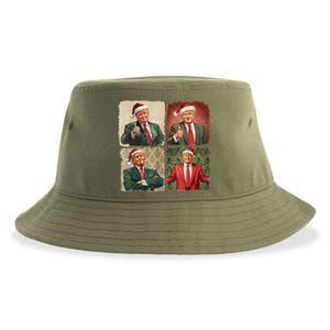 Boho Merry Christmas Trump Happy Holidays 2024 Trump Sustainable Bucket Hat