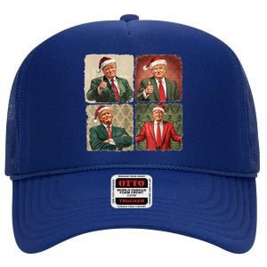 Boho Merry Christmas Trump Happy Holidays 2024 Trump High Crown Mesh Back Trucker Hat