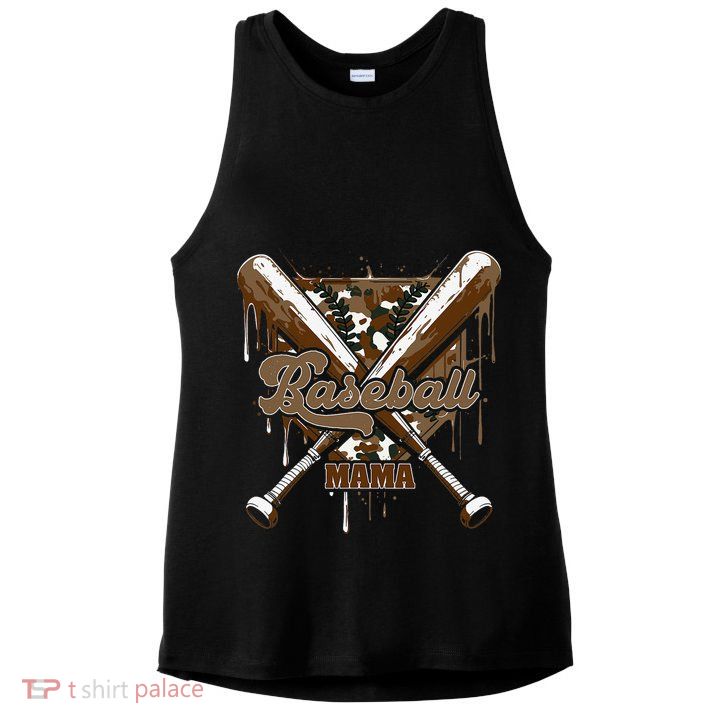 Baseball Mama Camo Baseball Home Plate Ice Cream Drip Mom Ladies PosiCharge Tri-Blend Wicking Tank