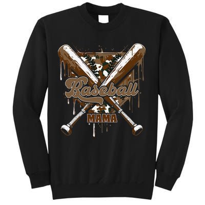 Baseball Mama Camo Baseball Home Plate Ice Cream Drip Mom Sweatshirt