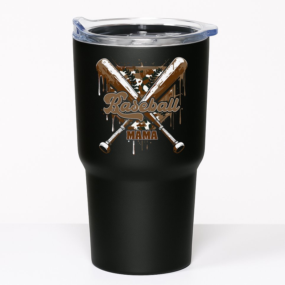 Baseball Mama Camo Baseball Home Plate Ice Cream Drip Mom Tumbler