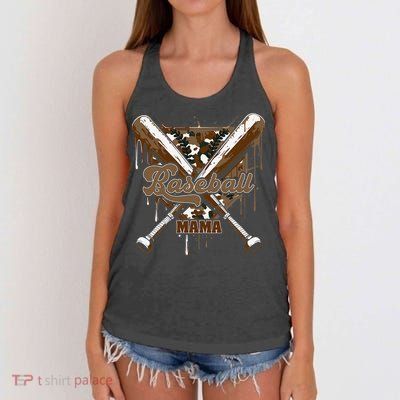 Baseball Mama Camo Baseball Home Plate Ice Cream Drip Mom Women's Knotted Racerback Tank