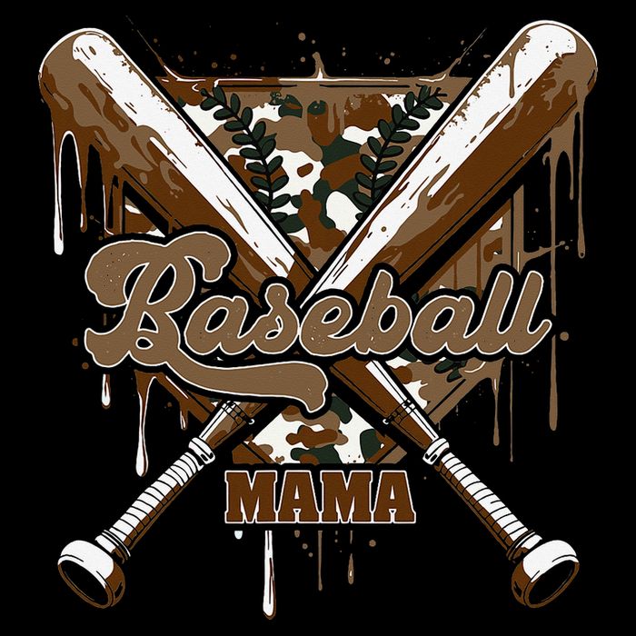Baseball Mama Camo Baseball Home Plate Ice Cream Drip Mom Womens T-Shirt