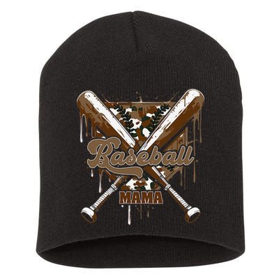 Baseball Mama Camo Baseball Home Plate Ice Cream Drip Mom Short Acrylic Beanie