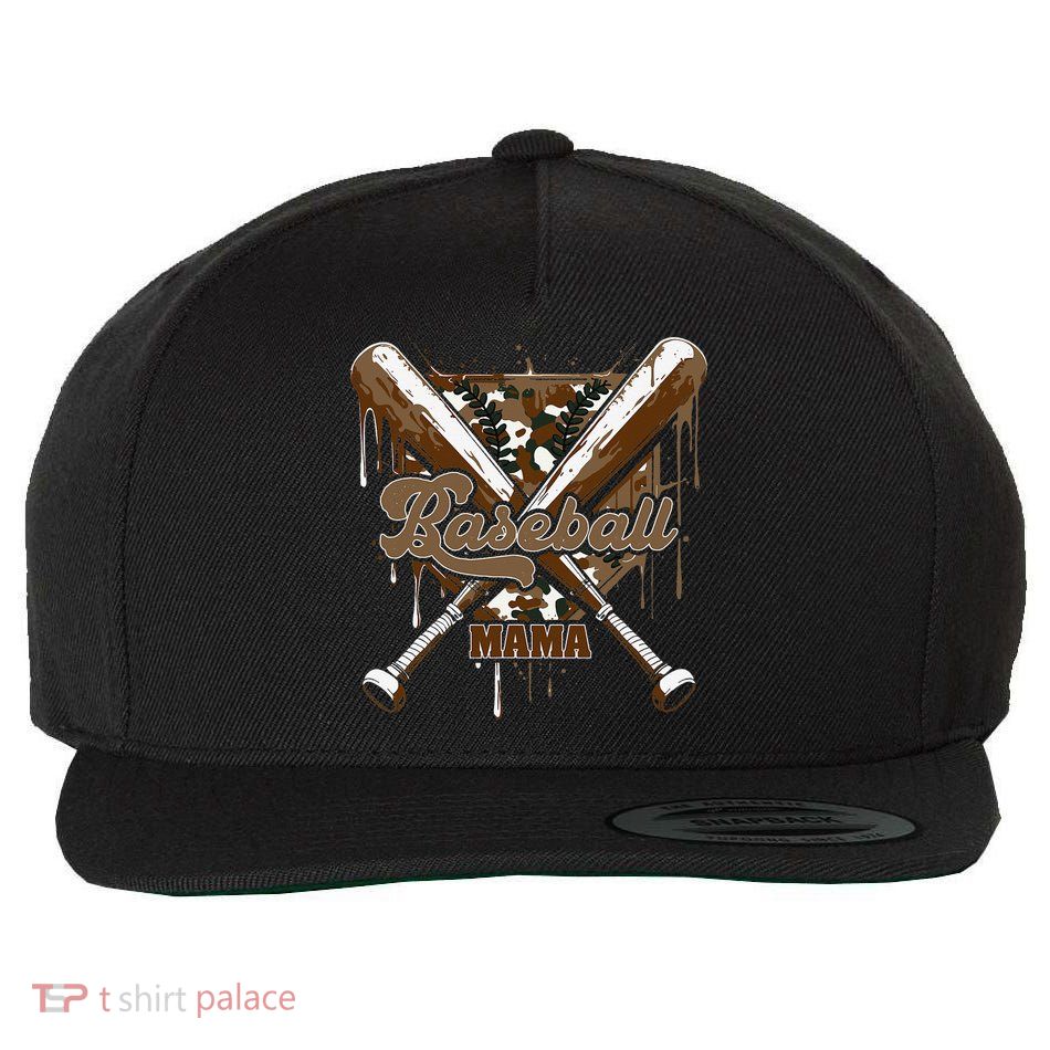 Baseball Mama Camo Baseball Home Plate Ice Cream Drip Mom Wool Snapback Cap