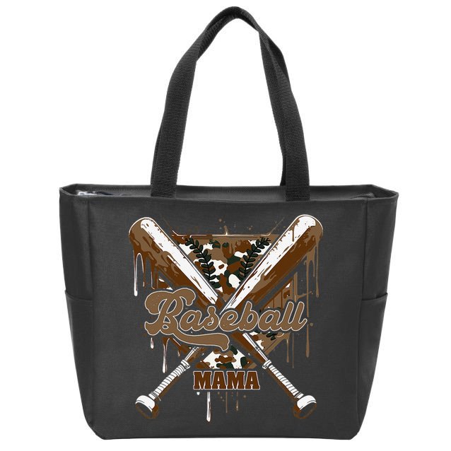 Baseball Mama Camo Baseball Home Plate Ice Cream Drip Mom Zip Tote Bag