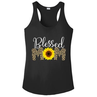 Blessed Mom Cheetah Sunflower Ladies PosiCharge Competitor Racerback Tank