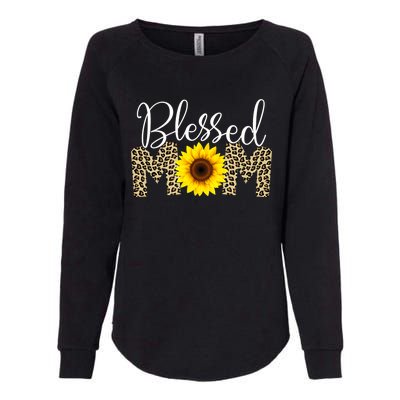 Blessed Mom Cheetah Sunflower Womens California Wash Sweatshirt