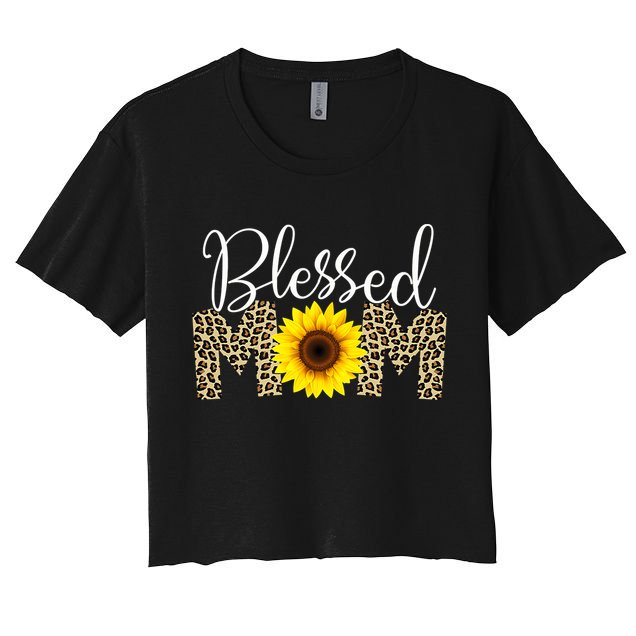 Blessed Mom Cheetah Sunflower Crop Top