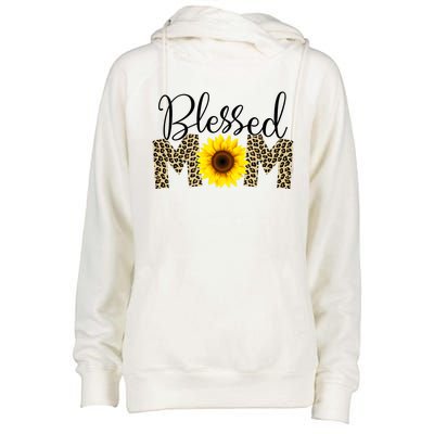 Blessed Mom Cheetah Sunflower Womens Funnel Neck Pullover Hood