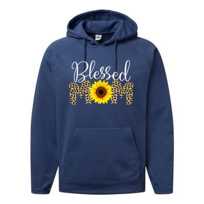 Blessed Mom Cheetah Sunflower Performance Fleece Hoodie