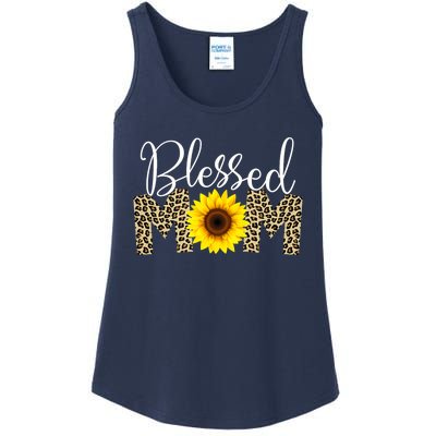 Blessed Mom Cheetah Sunflower Ladies Essential Tank