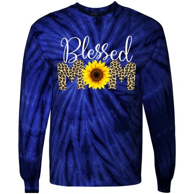 Blessed Mom Cheetah Sunflower Tie-Dye Long Sleeve Shirt