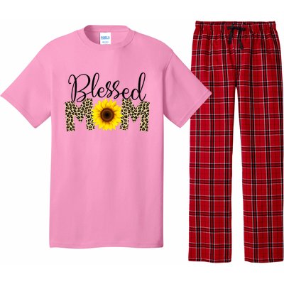 Blessed Mom Cheetah Sunflower Pajama Set