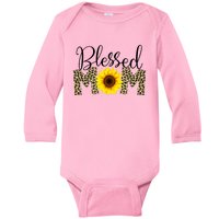 Blessed Mom Cheetah Sunflower Baby Long Sleeve Bodysuit