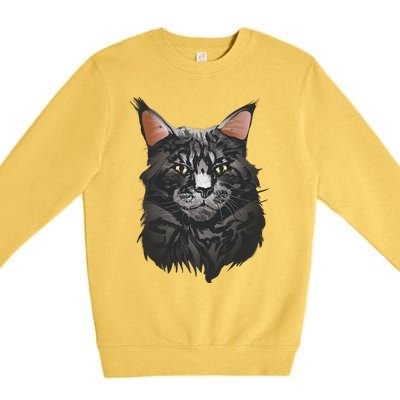 British Maine Coon Cat Portrait Premium Crewneck Sweatshirt