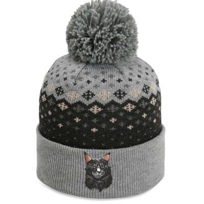 British Maine Coon Cat Portrait The Baniff Cuffed Pom Beanie