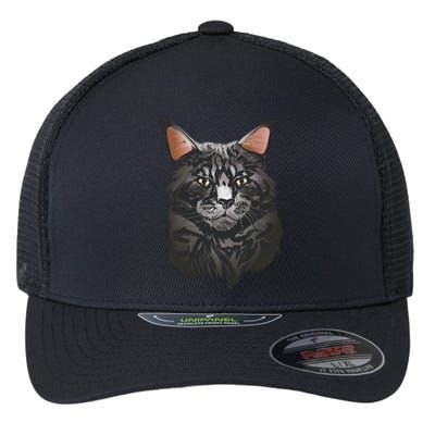 British Maine Coon Cat Portrait Flexfit Unipanel Trucker Cap