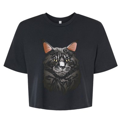 British Maine Coon Cat Portrait Bella+Canvas Jersey Crop Tee