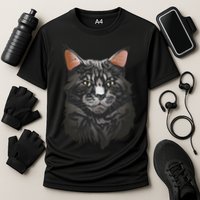 British Maine Coon Cat Portrait Cooling Performance Crew T-Shirt