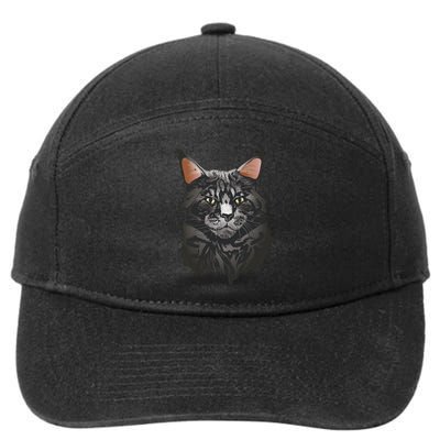 British Maine Coon Cat Portrait 7-Panel Snapback Hat