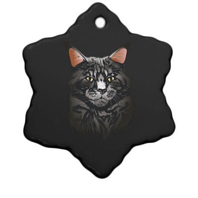 British Maine Coon Cat Portrait Ceramic Star Ornament