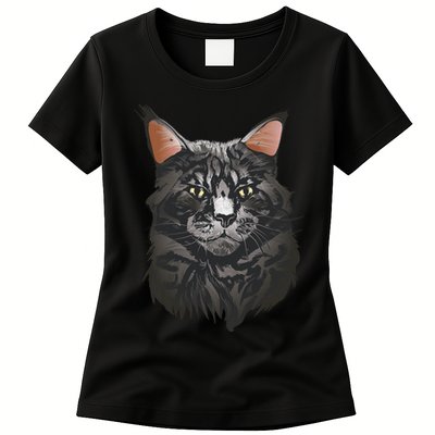 British Maine Coon Cat Portrait Womens T-Shirt