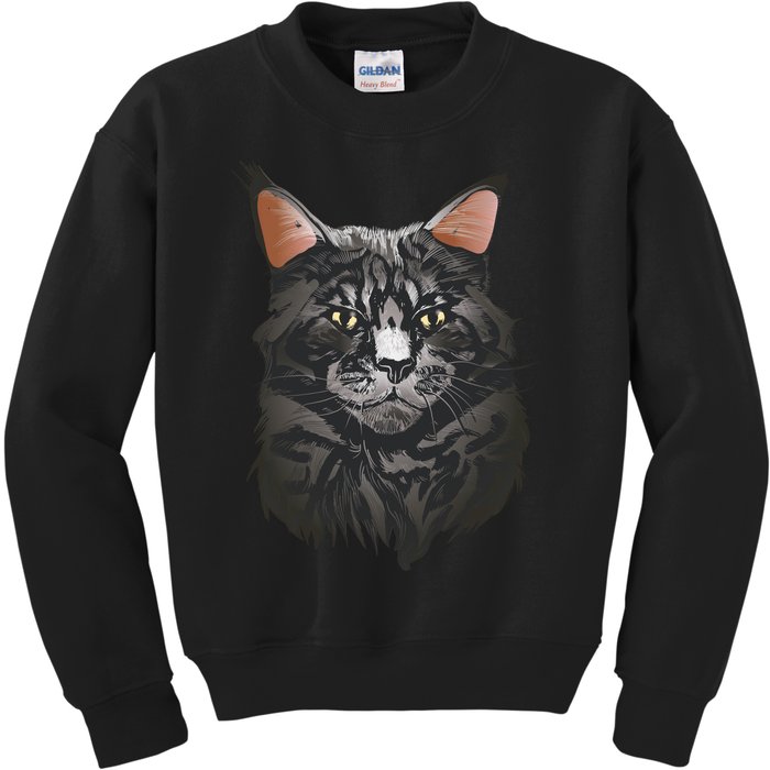 British Maine Coon Cat Portrait Kids Sweatshirt