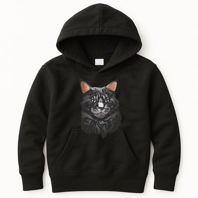 British Maine Coon Cat Portrait Kids Hoodie