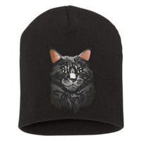 British Maine Coon Cat Portrait Short Acrylic Beanie