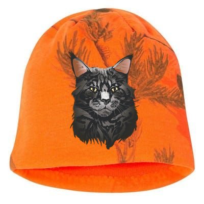 British Maine Coon Cat Portrait Kati - Camo Knit Beanie