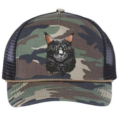 British Maine Coon Cat Portrait Retro Rope Trucker Hat Cap