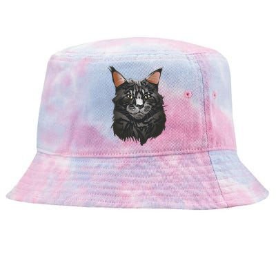 British Maine Coon Cat Portrait Tie-Dyed Bucket Hat