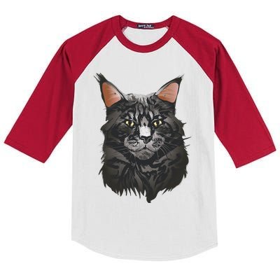 British Maine Coon Cat Portrait Kids Colorblock Raglan Jersey